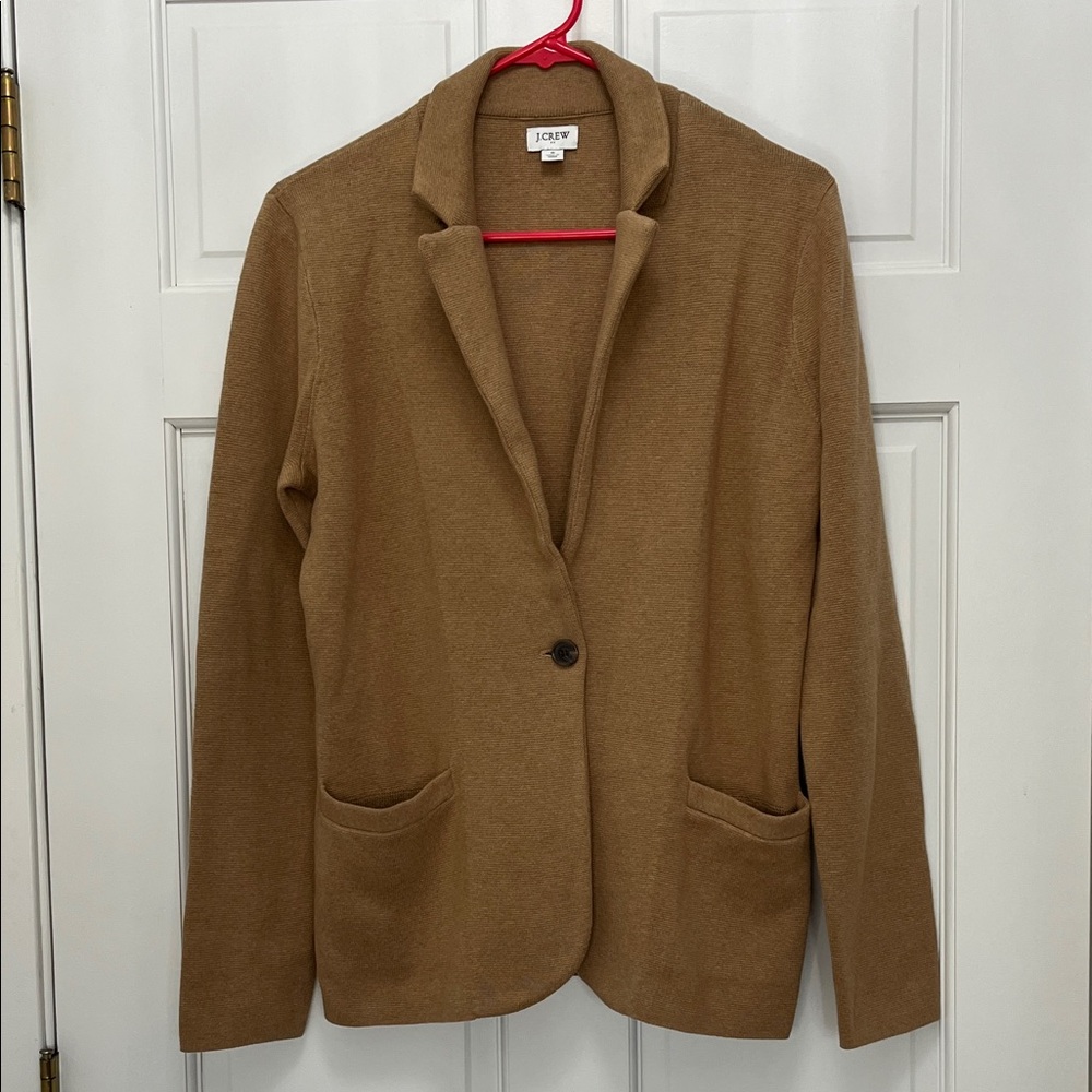 J. Crew Women's 100% Cotton Brown Knit Casual Blazer - Size Small